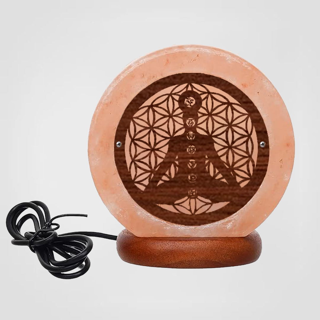 Himalayan Salt Lamp USB 7 Chakras Wooden Sheet