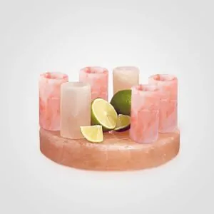 Himalayan Salt 6 Shot Glasses with 1 Round Block