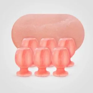 Himalayan Salt Wine Glass Set Of Six with 1 Round Block