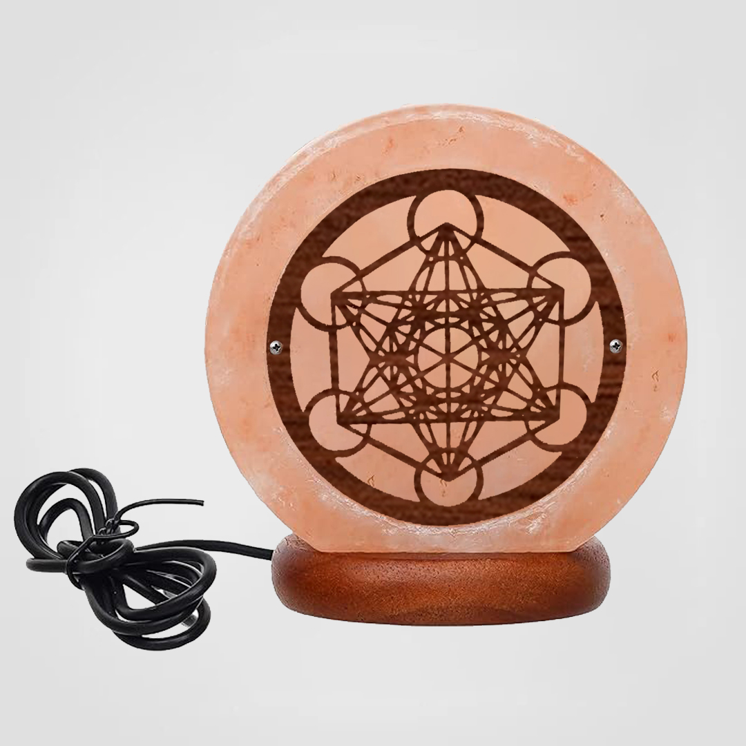 Himalayan Salt Lamp USB Metatron Wooden Sheet