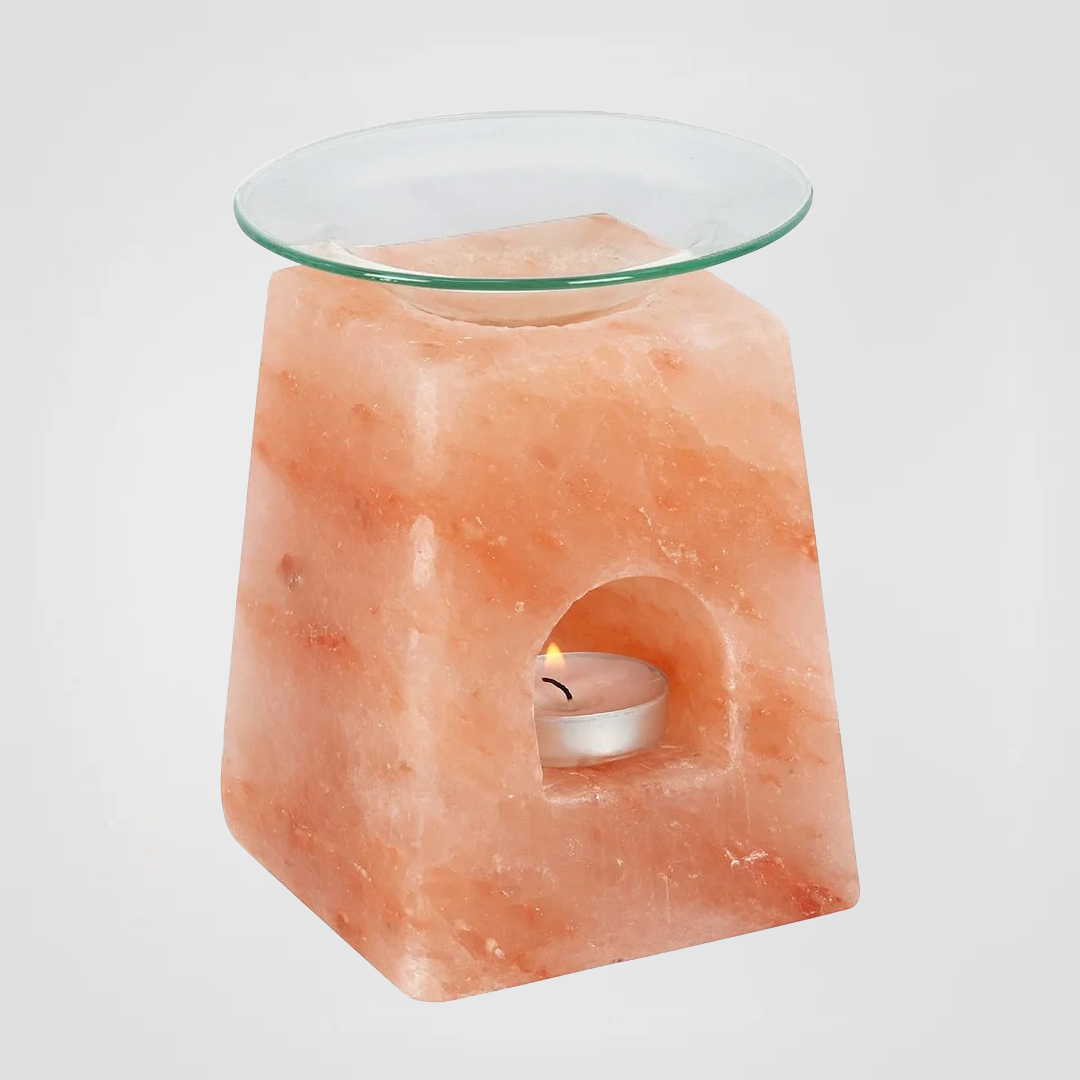 Himalayan Salt Tower Shape Aroma Oil Burner with Glass Top