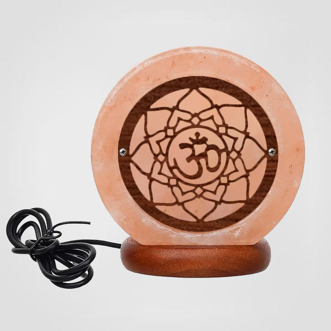Himalayan Salt Lamp USB OM Wooden Sheet