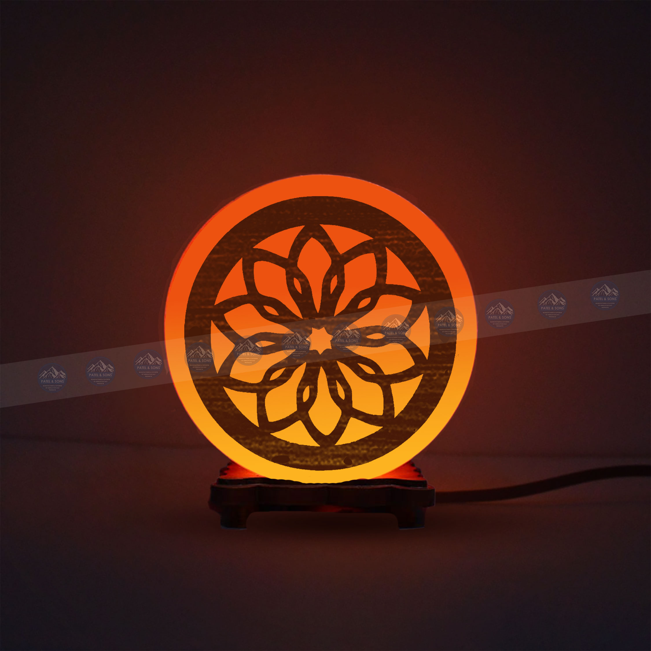 Pink-Salt-Lamp-Wooden-Round-Sheet-(Bernalo’s-Lily-Motif)