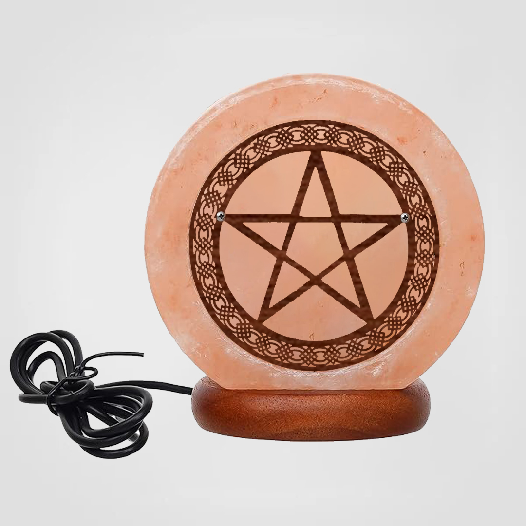 Himalayan Salt Lamp USB Pentagram Wooden Sheet