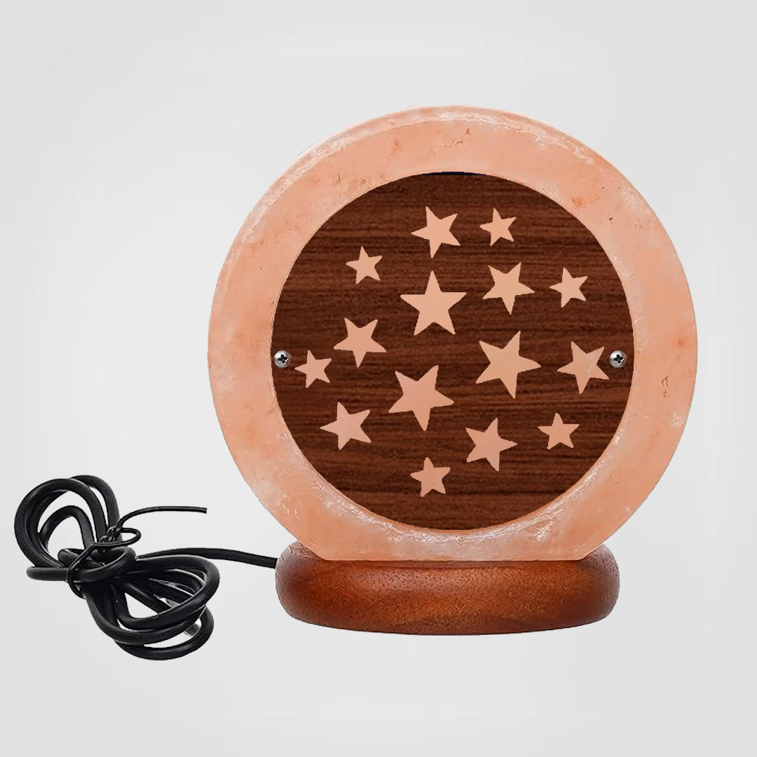Himalayan Salt Lamp USB Star Round Wooden Sheet