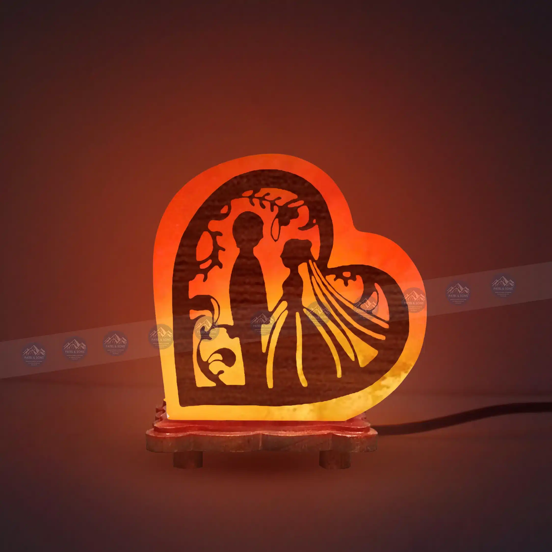 Pink Salt Lamp Wooden Round Sheet (Heart)