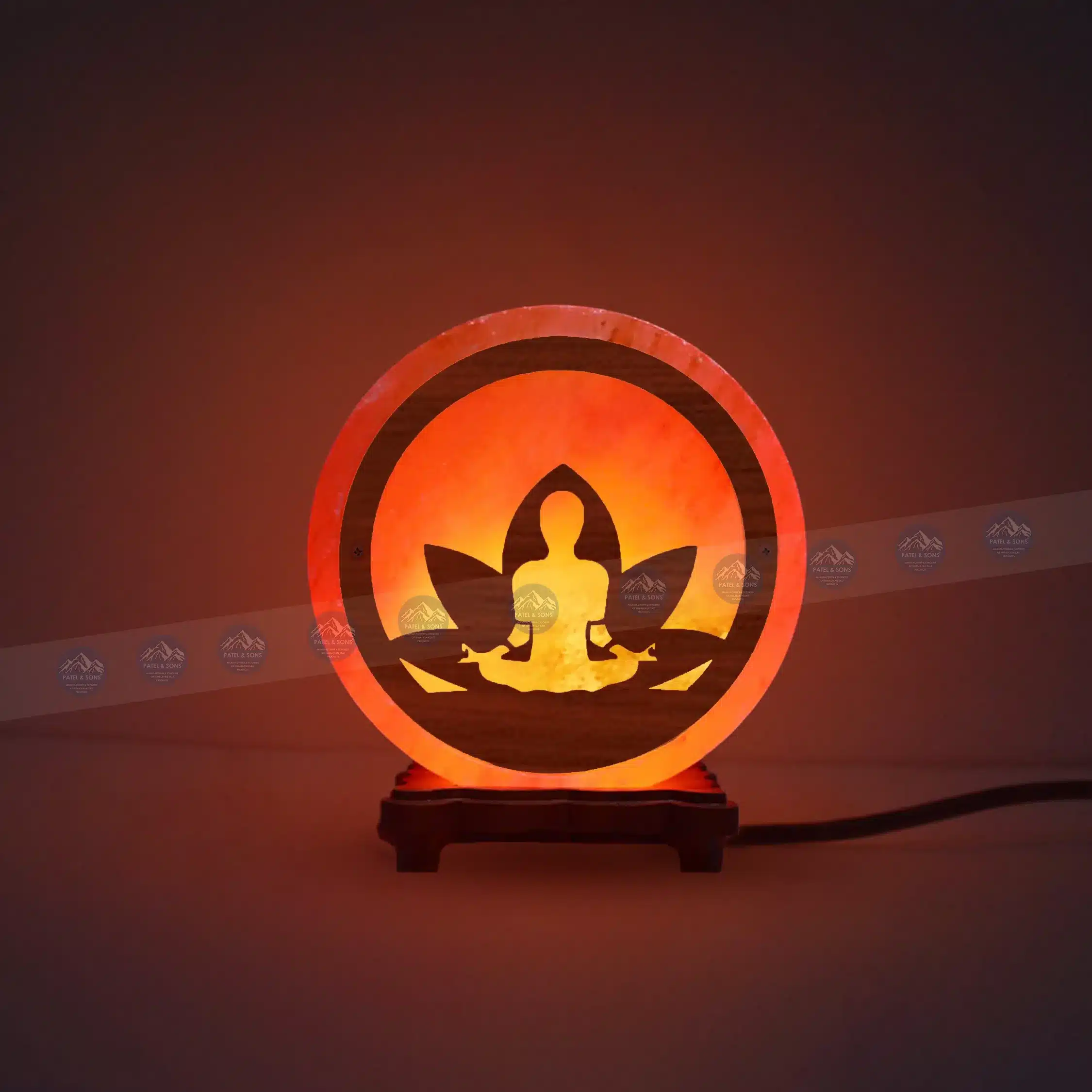 Pink Salt Lamp Wooden Round Sheet (Meditation Zen)