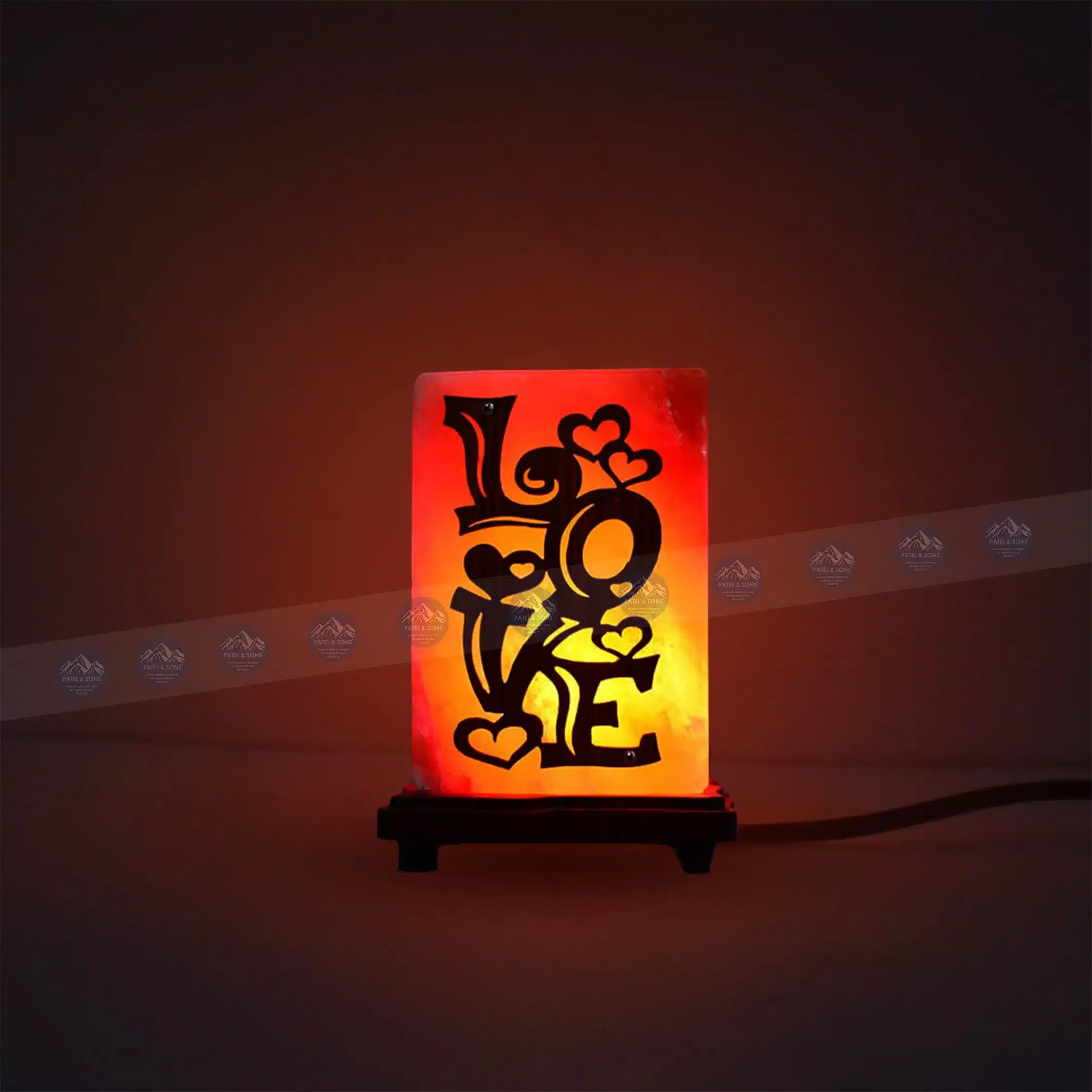 Pink Salt Lamp Wooden Sheet (Love)