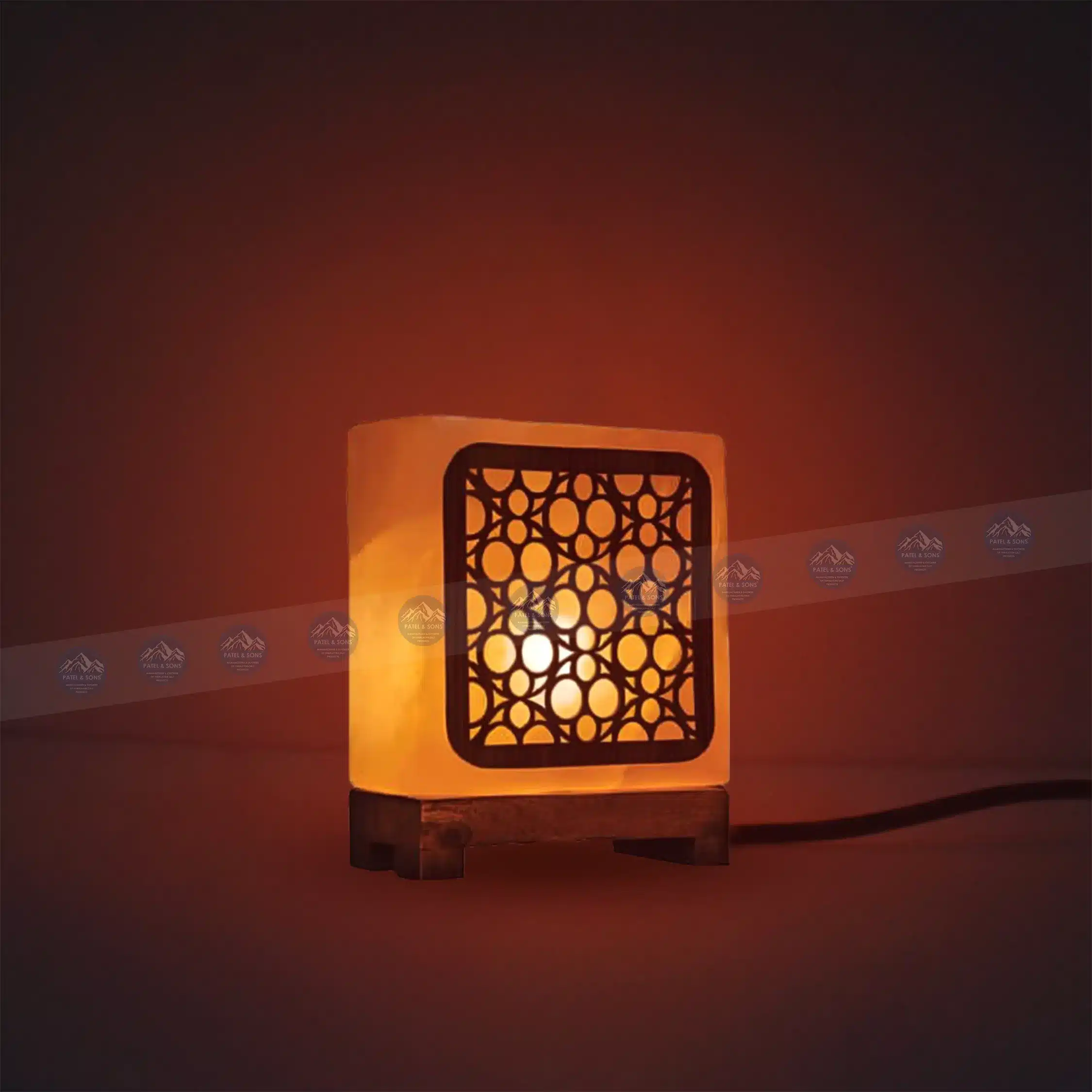 Pink Salt Lamp Wooden Square Sheet