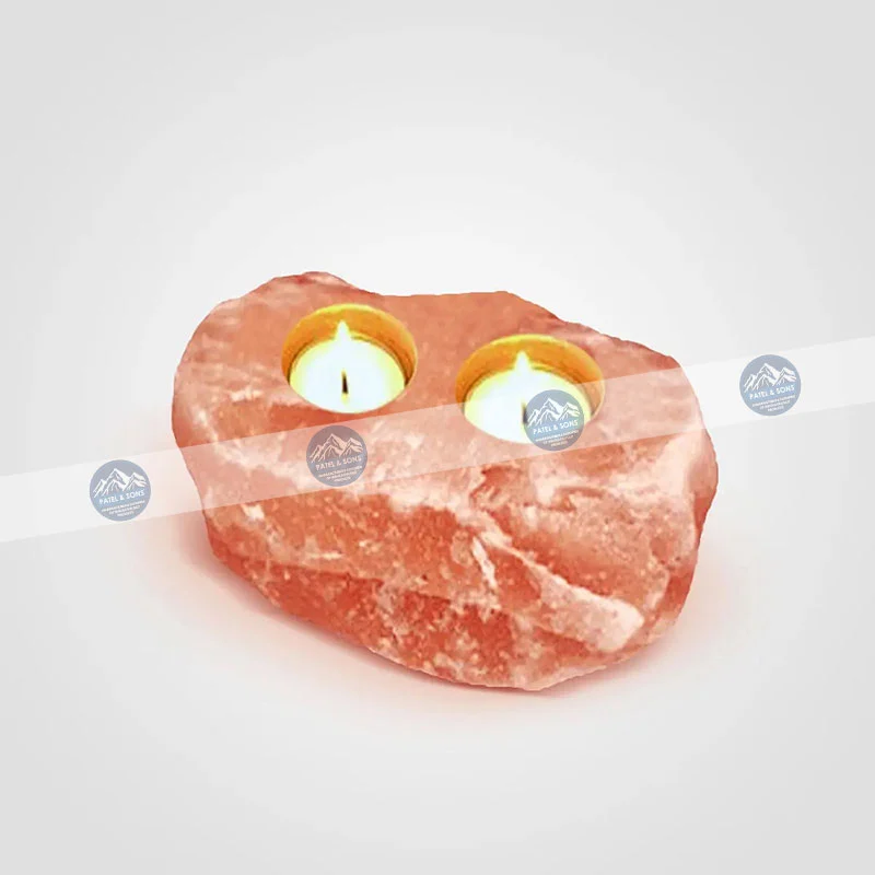 Natural Shape 2 Holes <span class="one">Salt Candle Tealight Holder</span> <span class="two">Size: N-A </span> <span class="three">PCH - 12</span>